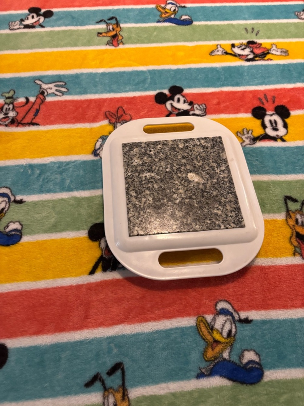 Granite Topped White plastic cheese board/Trivet with Handles